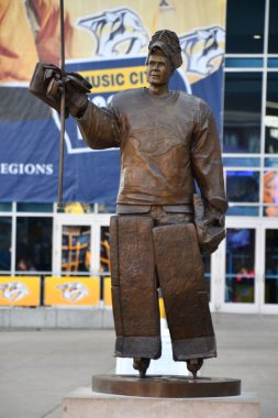Nashville Predator Pekka Rinne Heykeli, Nashville, Tennessee 'deki Bridgestone Arena' da 2 Mart 2025 'te görüldü..