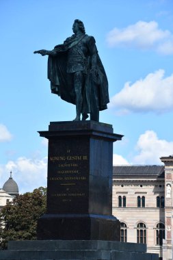 STOCKHOLM, SWEDEN - 29 Temmuz 2023 'te İsveç' in Stockholm kentindeki Kral Gustav III..