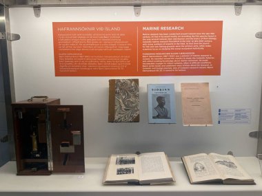 REYKJAVIK, ICELAND - 23 Temmuz 2025 'te İzlanda' daki Reykjavik Denizcilik Müzesi 'nde sergi.
