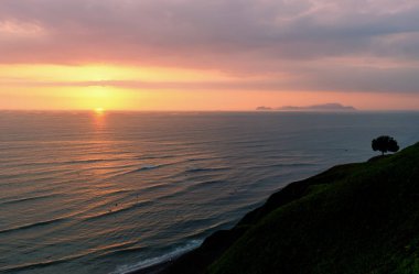 Seascape. Sunset over the Pacific Ocean in South America.