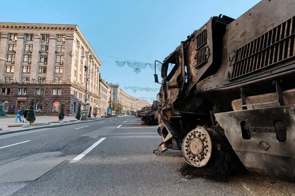 Kyiv Ukraine August 2022 Destroyed Military Machinery Russian Occupiers Main — 스톡 사진
