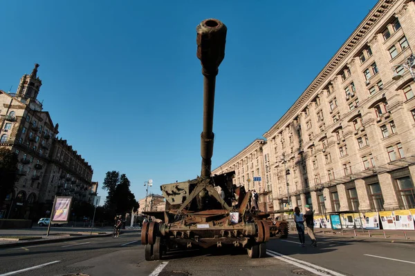 Kyiv Ukraine August 2022 Destroyed Military Machinery Russian Occupiers Main 스톡 사진