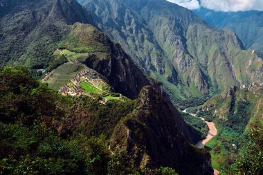 And Dağları 'ndan Machu Picchu' nun görüntüsü. Peru 'da manzara.