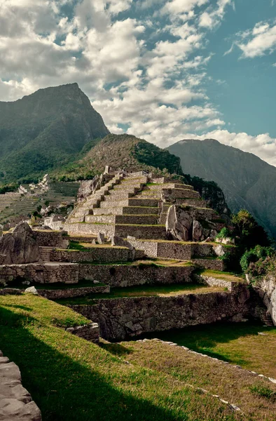 Machu Picchu Ett Berömt Landmärke Peru Bergslandskap — Stockfoto