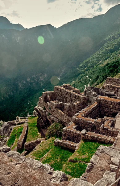 Machu Picchu Ett Berömt Landmärke Peru Bergslandskap — Stockfoto