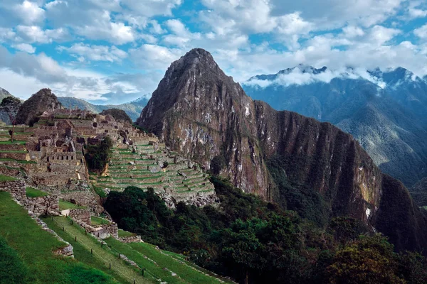 Machu Picchu Famoso Punto Riferimento Perù Paesaggio Montano — Foto Stock
