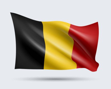 Vector illustration of 3D-style flag of Belgium isolated on light background. Created using gradient meshes, EPS 10 vector design element from world collection clipart
