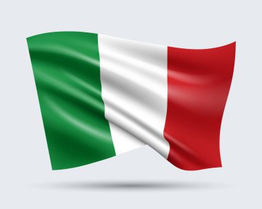 İtalya 'nın 3 boyutlu bayrağının gösterimi ışık arkaplanda izole edildi. Dünya koleksiyonundan gradyan meş, EPS 10 vektör tasarım ögesi kullanılarak oluşturuldu