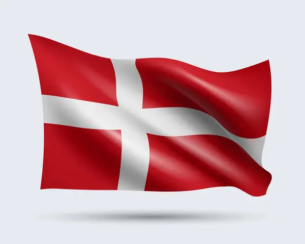 Danimarka 'nın 3 boyutlu bayrağının gösterimi ışık arkaplanda izole edildi. Dünya koleksiyonundan gradyan meş, EPS 10 vektör tasarım ögesi kullanılarak oluşturuldu