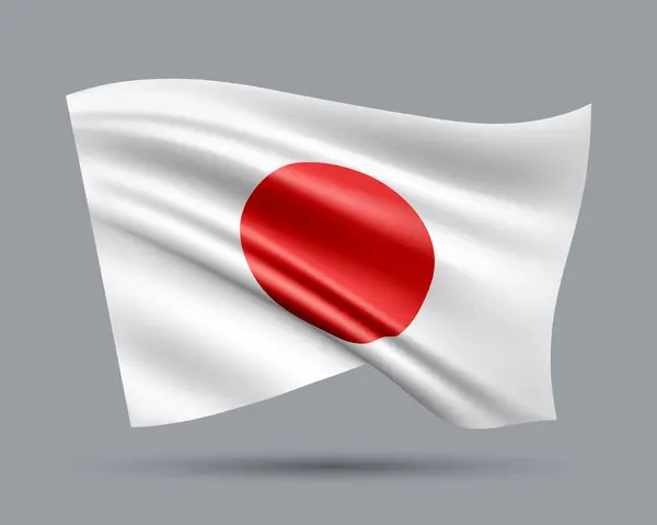 Japonya 'nın 3 boyutlu bayrağının gösterimi ışık arka planda izole edildi. Dünya koleksiyonundan gradyan meş, EPS 10 vektör tasarım ögesi kullanılarak oluşturuldu