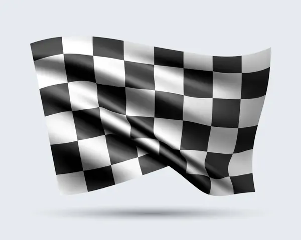 Işık arka planında izole edilmiş 3D yarış bayrağının vektör çizimi. Gradyan meş 'leri kullanarak oluşturuldu, EPS 10 vektörü