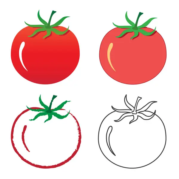 Ana hatları da dahil olmak üzere farklı basit biçimlerde vektör kırmızı domatesler