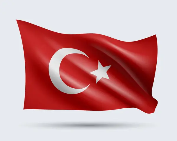 Türkiye 'nin 3 boyutlu bayrağının gösterimi ışık arkaplanda izole edildi. Dünya koleksiyonundan gradyan meş, EPS 10 vektör tasarım ögesi kullanılarak oluşturuldu