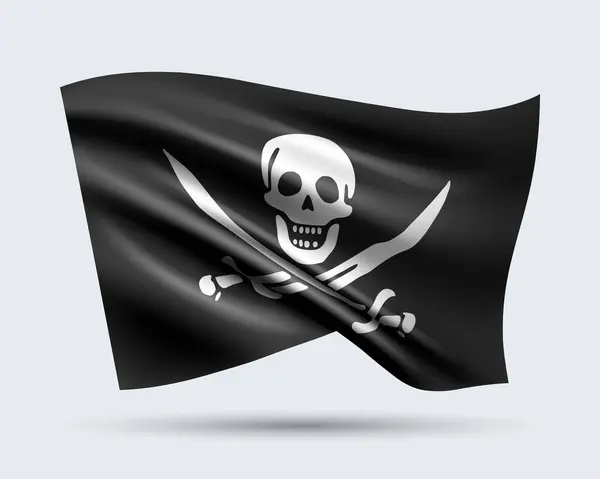 Vector Illustration Jolly Roger Pirates Flag Isolated Light Background Created — Stock Vector