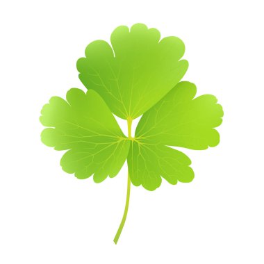 Aquilegia vulgaris yaprağının vektör illüstrasyonu beyaz arkaplanda izole edilmiş, gradyan kırışıklıklar kullanılarak oluşturulmuş