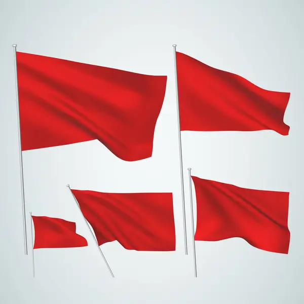 Conjunto Modelos Bandeira Vermelha Com Aparência Vetoriais Com Mastócitos Isolados Vetores De Stock Royalty-Free
