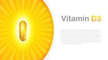 D3 vitamini parlak broşür. Bilim kavramı - vektör çizim 