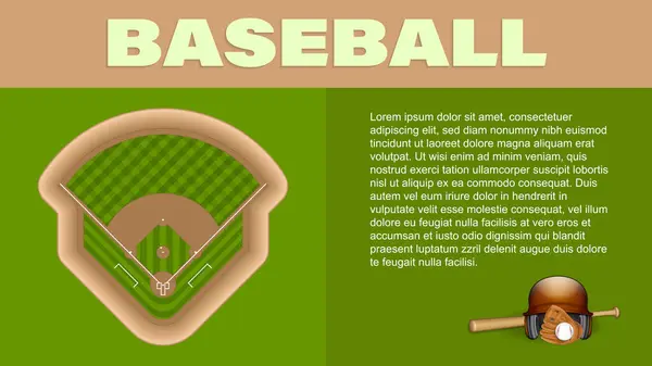 Brochura Beisebol Com Beisebol Arquivado Chapéu Morcego Bola Luva Ilustração — Vetor de Stock