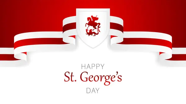 Happy George Day Achtergrond Engeland Nationale Dag Gebogen Zwaaien Linten — Stockvector