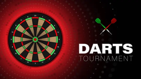 Darts Tournament Dart Throwing Board Arrows Vector Illustration — Stock Vector