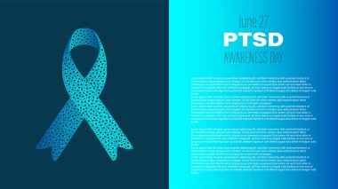 27 Haziran 'da her yıl PTSD Farkındalık Günü, vektör illüstrasyonu