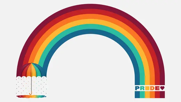 Pride Konzept Hintergrund Mit Regenschirm Und Regenbogen Lgbt Flaggenfarben Vektorillustration — Stockvektor