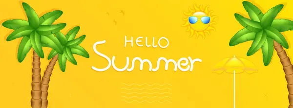 Hello Summer Abstract Background Summer Sale Banner Poster Design Vector — Stock vektor