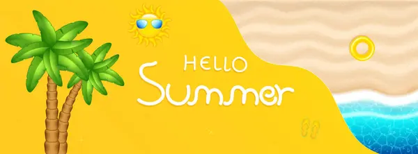 Hello Summer Abstract Background Summer Sale Banner Poster Design Vector — Stock vektor