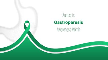 Gastroparez farkındalık ayı her yıl Ağustos ayında, vektör illüstrasyonunda gözlemlenir.