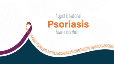 Sedef hastalığı her yıl Ağustos ayında gözlemlenir, vektör illüstrasyonu.