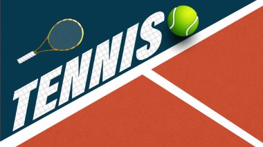 Tenis turnuvası posterleri. Çevrimiçi spor etkinliklerinde kullanım için resimler, Tenis spor konsepti için illüstrasyon, vektör..