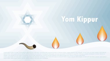 Yom Kippur şablonu, vektör çizimi. Yahudi Tatil Dekoratif Tasarımı Tebrik Kartı, Poster, Afiş, El ilanı. İsrail Yahudilik Tatili.