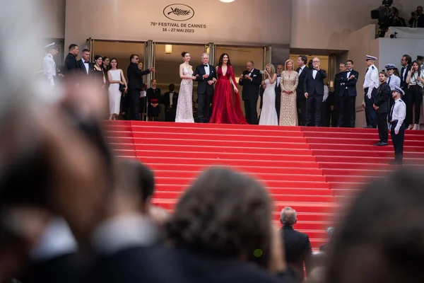 加内特 2023年5月16日 在第76届戛纳电影节上 卡丽斯 道格拉斯 迈克尔 道格拉斯和凯瑟琳 琼斯出席了 放映和开幕式红地毯 — 图库照片