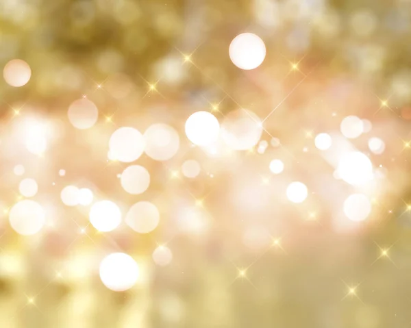 Fundo Natal Ouro Com Luzes Bokeh Estrelas — Fotografia de Stock