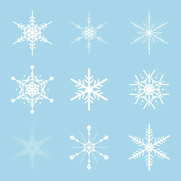 Kolekcja Dekoracyjnych Płatków Śniegu Świątecznego — Wektor stockowy