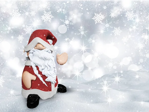 Render Karácsonyi Háttér Aranyos Santa Gonk Téli Táj — Stock Fotó