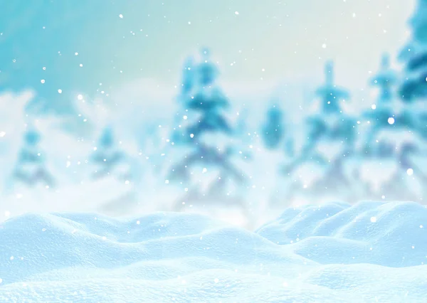 Απόδοση Χριστουγεννιάτικου Φόντου Χιόνι Ένα Αφοδευμένο Χειμερινό Τοπίο — Φωτογραφία Αρχείου