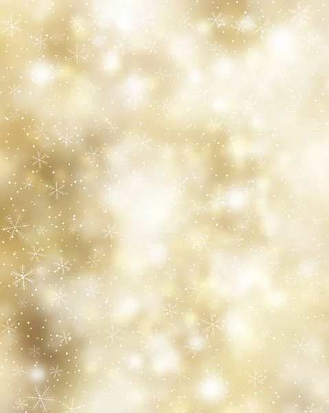 Oro Sfondo Natale Con Fiocchi Neve Che Cadono — Foto Stock