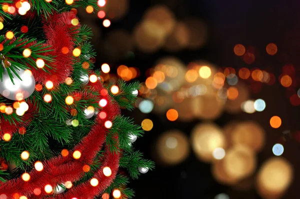 Weergave Van Een Kerstboom Met Bokeh Verlichting Ontwerp — Stockfoto