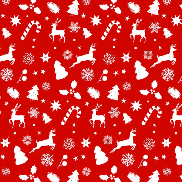赤と白の装飾的なクリスマスパターンの背景デザイン — ストックベクタ