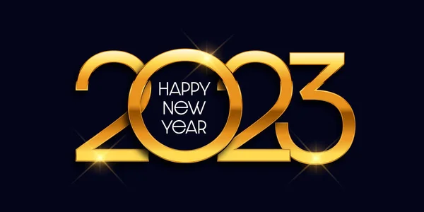 Dekorativní Šťastný Nový Rok Banner Metalickými Zlatými Čísly Designu — Stockový vektor