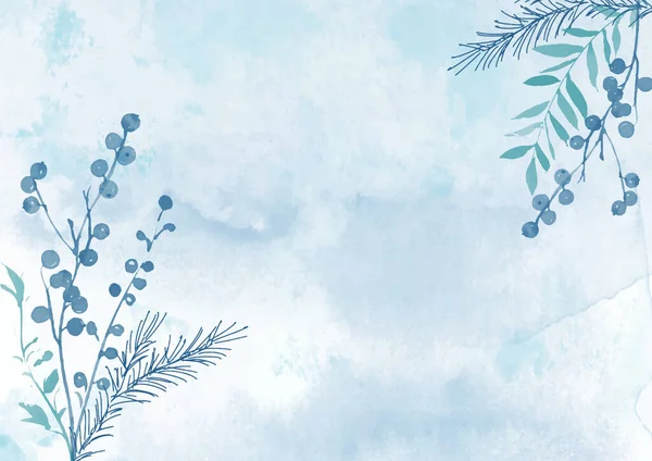 装飾的な手描きの水彩冬の花の背景 — ストックベクタ