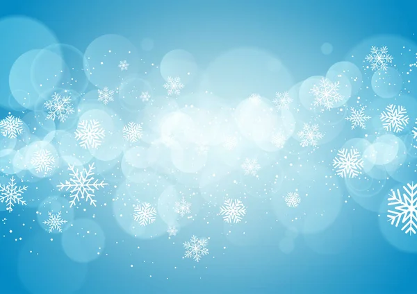 Різдвяний Фон Сніжинками Дизайном Вогнів Боке — стоковий вектор