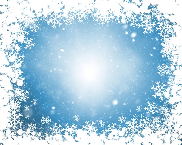 グランジスタイルの雪の結晶の境界線とクリスマスの背景 — ストック写真