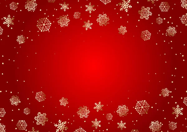 Elegant Red Gold Decorative Christmas Snowflake Background — Stock Vector
