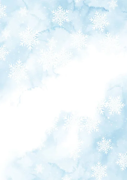 雪片のデザインで手描きクリスマス水彩の背景 — ストックベクタ