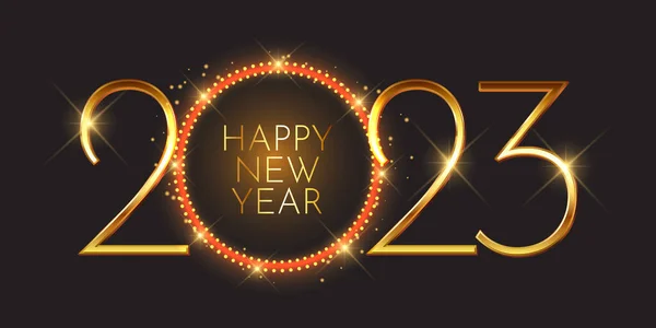 Altın Metalik Sayı Dizaynlı Mutlu Yeni Yıl Afişleri — Stok Vektör
