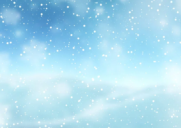 Weihnachtlicher Hintergrund Mit Fallendem Schnee Vor Einer Defokussierten Winterlandschaft — Stockvektor