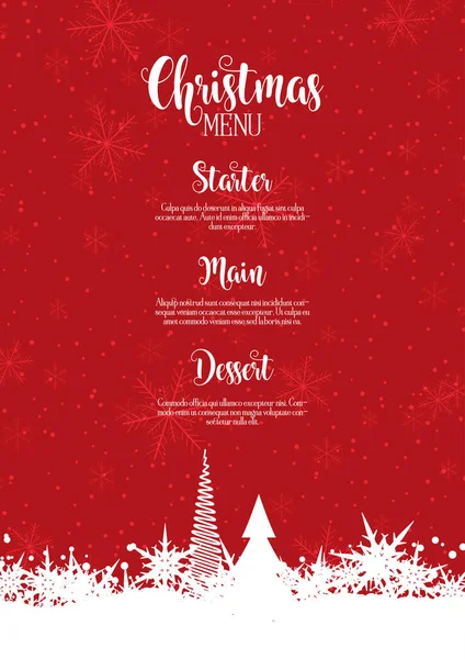Menu Noël Avec Des Flocons Neige Des Arbres Design — Image vectorielle