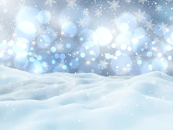 Återgivning Jul Bakgrund Med Snöig Vinter Landskap — Stockfoto